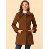 imageAllegra K Womens Peter Pan Collar Overcoat Winter Dressy Button Single Breasted Long CoatBrown
