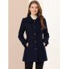 imageAllegra K Womens Peter Pan Collar Overcoat Winter Dressy Button Single Breasted Long CoatDark Blue