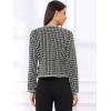 imageAllegra K Womens Plaid Tweed Blazer Long Sleeve Open Front Work Office Short JacketBlack