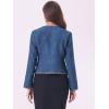 imageAllegra K Womens Plaid Tweed Blazer Long Sleeve Open Front Work Office Short JacketBlue