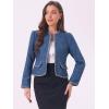 imageAllegra K Womens Plaid Tweed Blazer Long Sleeve Open Front Work Office Short JacketBlue