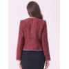 imageAllegra K Womens Plaid Tweed Blazer Long Sleeve Open Front Work Office Short JacketBurgundy