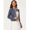 imageAllegra K Womens Plaid Tweed Blazer Long Sleeve Open Front Work Office Short JacketDark Blue