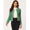 imageAllegra K Womens Plaid Tweed Blazer Long Sleeve Open Front Work Office Short JacketGreen