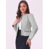 imageAllegra K Womens Plaid Tweed Blazer Long Sleeve Open Front Work Office Short JacketGrey