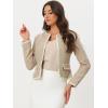 imageAllegra K Womens Plaid Tweed Blazer Long Sleeve Open Front Work Office Short JacketKhaki