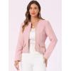 imageAllegra K Womens Plaid Tweed Blazer Long Sleeve Open Front Work Office Short JacketLight Pink