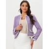 imageAllegra K Womens Plaid Tweed Blazer Long Sleeve Open Front Work Office Short JacketPurple