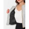 imageAllegra K Womens Plaid Tweed Blazer Long Sleeve Open Front Work Office Short JacketWhite