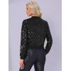 imageAllegra K Womens Sequin Jacket Bomber Long Sleeve Zipper Shiny Glitter Tops Sparkly Party Slitter OutfitBlack