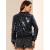 imageAllegra K Womens Sequin Jacket Bomber Long Sleeve Zipper Shiny Glitter Tops Sparkly Party Slitter OutfitBlack Rainbow