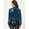 imageAllegra K Womens Sequin Jacket Bomber Long Sleeve Zipper Shiny Glitter Tops Sparkly Party Slitter OutfitBlues