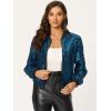 imageAllegra K Womens Sequin Jacket Bomber Long Sleeve Zipper Shiny Glitter Tops Sparkly Party Slitter OutfitBlues
