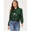 imageAllegra K Womens Sequin Jacket Bomber Long Sleeve Zipper Shiny Glitter Tops Sparkly Party Slitter OutfitDark Green