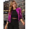 imageAllegra K Womens Sequin Jacket Bomber Long Sleeve Zipper Shiny Glitter Tops Sparkly Party Slitter OutfitFuchsia