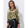 imageAllegra K Womens Sequin Jacket Bomber Long Sleeve Zipper Shiny Glitter Tops Sparkly Party Slitter OutfitGold