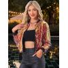 imageAllegra K Womens Sequin Jacket Bomber Long Sleeve Zipper Shiny Glitter Tops Sparkly Party Slitter OutfitGold Hot Pink