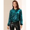 imageAllegra K Womens Sequin Jacket Bomber Long Sleeve Zipper Shiny Glitter Tops Sparkly Party Slitter OutfitLake Blue