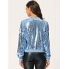 imageAllegra K Womens Sequin Jacket Bomber Long Sleeve Zipper Shiny Glitter Tops Sparkly Party Slitter OutfitLight Grey Blue