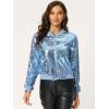 imageAllegra K Womens Sequin Jacket Bomber Long Sleeve Zipper Shiny Glitter Tops Sparkly Party Slitter OutfitLight Grey Blue