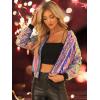 imageAllegra K Womens Sequin Jacket Bomber Long Sleeve Zipper Shiny Glitter Tops Sparkly Party Slitter OutfitMulticolor