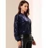 imageAllegra K Womens Sequin Jacket Bomber Long Sleeve Zipper Shiny Glitter Tops Sparkly Party Slitter OutfitNavy