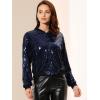 imageAllegra K Womens Sequin Jacket Bomber Long Sleeve Zipper Shiny Glitter Tops Sparkly Party Slitter OutfitNavy