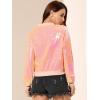 imageAllegra K Womens Sequin Jacket Bomber Long Sleeve Zipper Shiny Glitter Tops Sparkly Party Slitter OutfitPink
