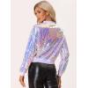imageAllegra K Womens Sequin Jacket Bomber Long Sleeve Zipper Shiny Glitter Tops Sparkly Party Slitter OutfitPink Purple