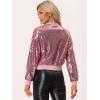 imageAllegra K Womens Sequin Jacket Bomber Long Sleeve Zipper Shiny Glitter Tops Sparkly Party Slitter OutfitPinks