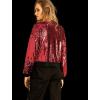 imageAllegra K Womens Sequin Jacket Bomber Long Sleeve Zipper Shiny Glitter Tops Sparkly Party Slitter OutfitRed
