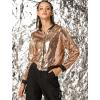 imageAllegra K Womens Sequin Jacket Bomber Long Sleeve Zipper Shiny Glitter Tops Sparkly Party Slitter OutfitRose Gold