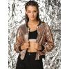 imageAllegra K Womens Sequin Jacket Bomber Long Sleeve Zipper Shiny Glitter Tops Sparkly Party Slitter OutfitRose Gold