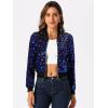 imageAllegra K Womens Sequin Jacket Bomber Long Sleeve Zipper Shiny Glitter Tops Sparkly Party Slitter OutfitRoyal Blue