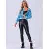 imageAllegra K Womens Sequin Jacket Bomber Long Sleeve Zipper Shiny Glitter Tops Sparkly Party Slitter OutfitSky Blue
