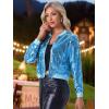 imageAllegra K Womens Sequin Jacket Bomber Long Sleeve Zipper Shiny Glitter Tops Sparkly Party Slitter OutfitSky Blue