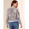 imageAllegra K Womens Sequin Jacket Bomber Long Sleeve Zipper Shiny Glitter Tops Sparkly Party Slitter OutfitWhite Rainbow