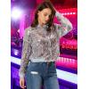 imageAllegra K Womens Sequin Jacket Bomber Long Sleeve Zipper Shiny Glitter Tops Sparkly Party Slitter OutfitWhite Rainbow