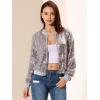 imageAllegra K Womens Sequin Jacket Bomber Long Sleeve Zipper Shiny Glitter Tops Sparkly Party Slitter OutfitWhite Rainbow
