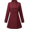 imageAllegra K Womens Stand Collar Double Breasted Slant Pockets Trendy Outwear Winter CoatBurgundy