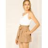 imageAllegra K Womens Summer Shorts with Pockets Casual 2025 Trendy Bowknot Tie High Waist Paperbag ShortsBrown