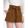 imageAllegra K Womens Summer Shorts with Pockets Casual 2025 Trendy Bowknot Tie High Waist Paperbag ShortsCoffee