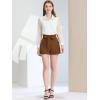 imageAllegra K Womens Summer Shorts with Pockets Casual 2025 Trendy Bowknot Tie High Waist Paperbag ShortsCoffee