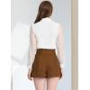 imageAllegra K Womens Summer Shorts with Pockets Casual 2025 Trendy Bowknot Tie High Waist Paperbag ShortsCoffee