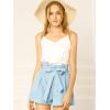 imageAllegra K Womens Summer Shorts with Pockets Casual 2025 Trendy Bowknot Tie High Waist Paperbag ShortsLight Blue