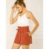 imageAllegra K Womens Summer Shorts with Pockets Casual 2025 Trendy Bowknot Tie High Waist Paperbag ShortsOrange Red