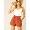 imageAllegra K Womens Summer Shorts with Pockets Casual 2025 Trendy Bowknot Tie High Waist Paperbag ShortsOrange Red