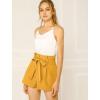 imageAllegra K Womens Summer Shorts with Pockets Casual 2025 Trendy Bowknot Tie High Waist Paperbag ShortsYellow