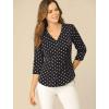 imageAllegra K Womens Vintage Polka Dots 34 Sleeve Button Front V Neck Casual Office Blouse TopBlack