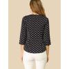 imageAllegra K Womens Vintage Polka Dots 34 Sleeve Button Front V Neck Casual Office Blouse TopBlack